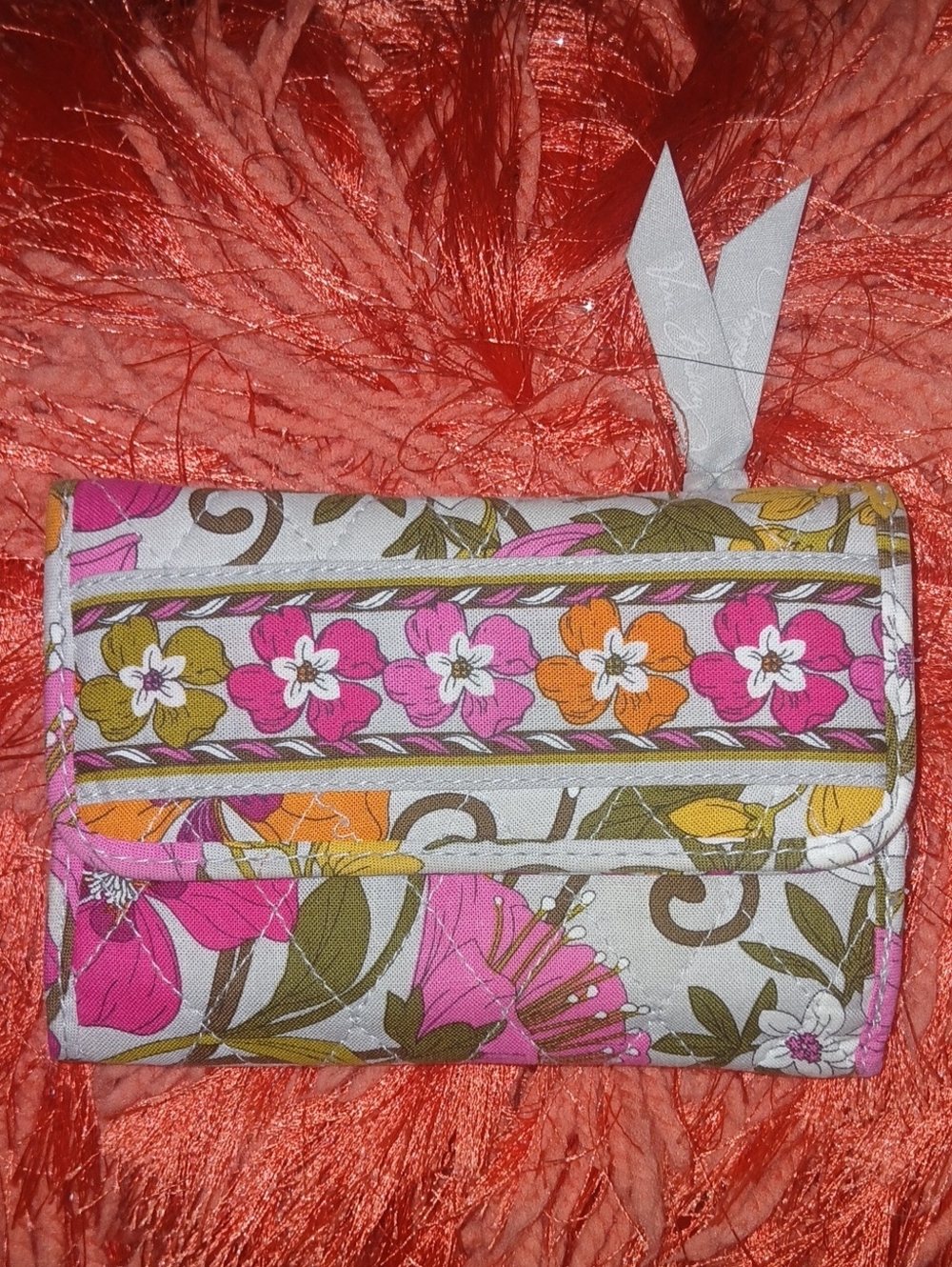 Vera Bradley Trifold Euro Wallet In Tea Garden Pattern